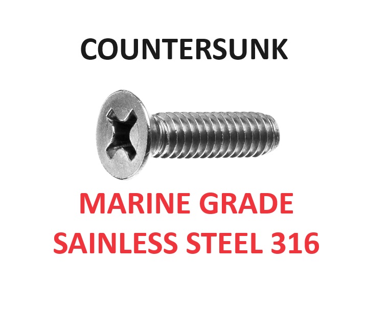 Countersunk Metal Thread Screws Grade 316  Stainless Steel Metric & Imperial